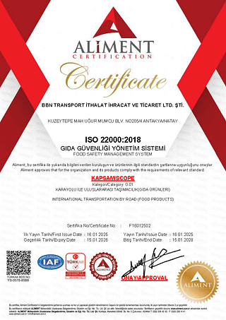 ISO22000 Kalite Sertifikası